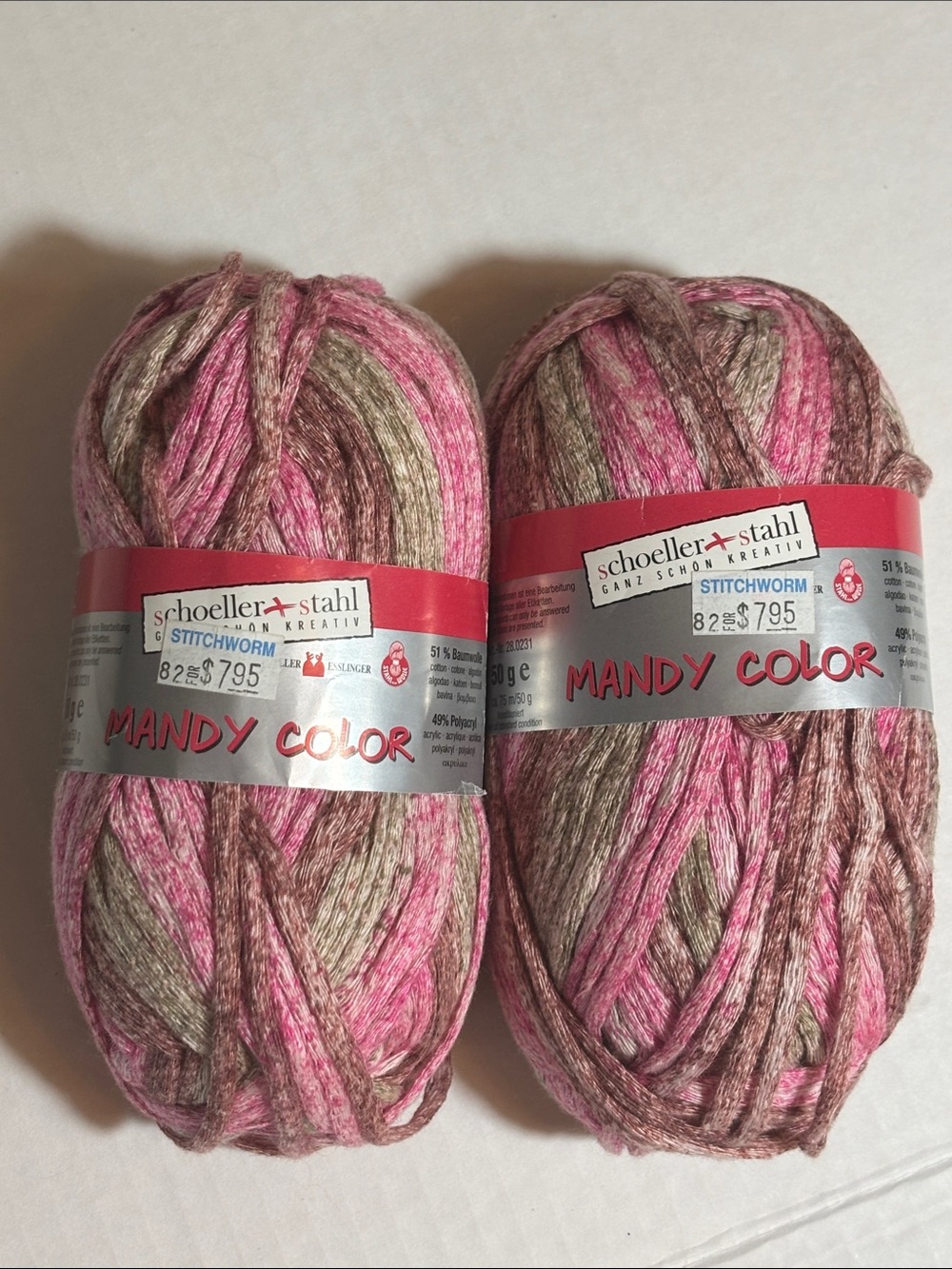 Mandy Color Variegated Yarn - Pink and Brown